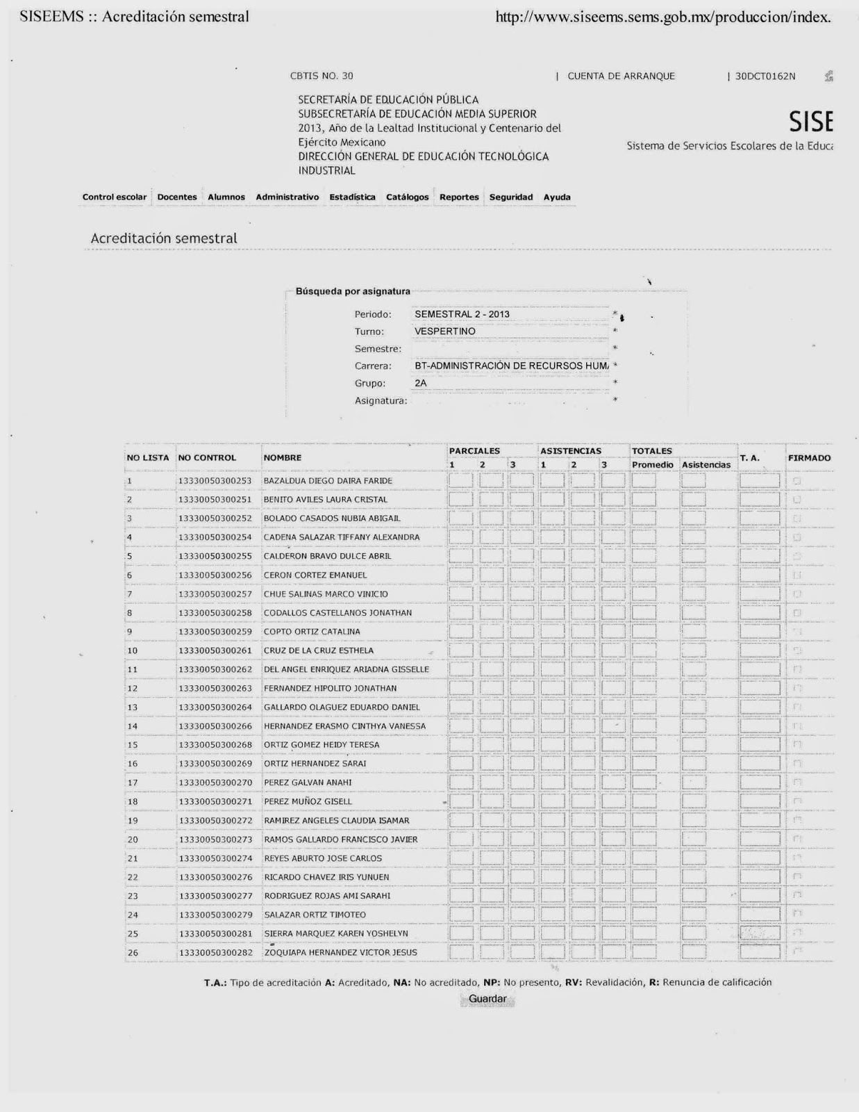 PROCESO DE ADMISIÓN Y EMPLEO LISTA
