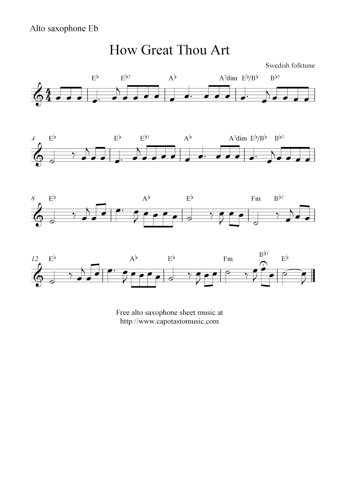 How Great Thou Art Free Alto Saxophone Sheet Music Notes How Great Thou Art Free Alto Saxophone Sheet Music Notes