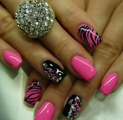 nails pink nail designs pretty gel zebra tips luminous glitter hair manicure pedicure combos bling polish crystals acrylic gorgeous beauty