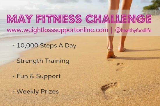May Fitness Challenge with Lea Hunt. 10,000 Steps A Day and Tank Top Arms Strength Training @ Skinny Fiber Weight Loss Support.