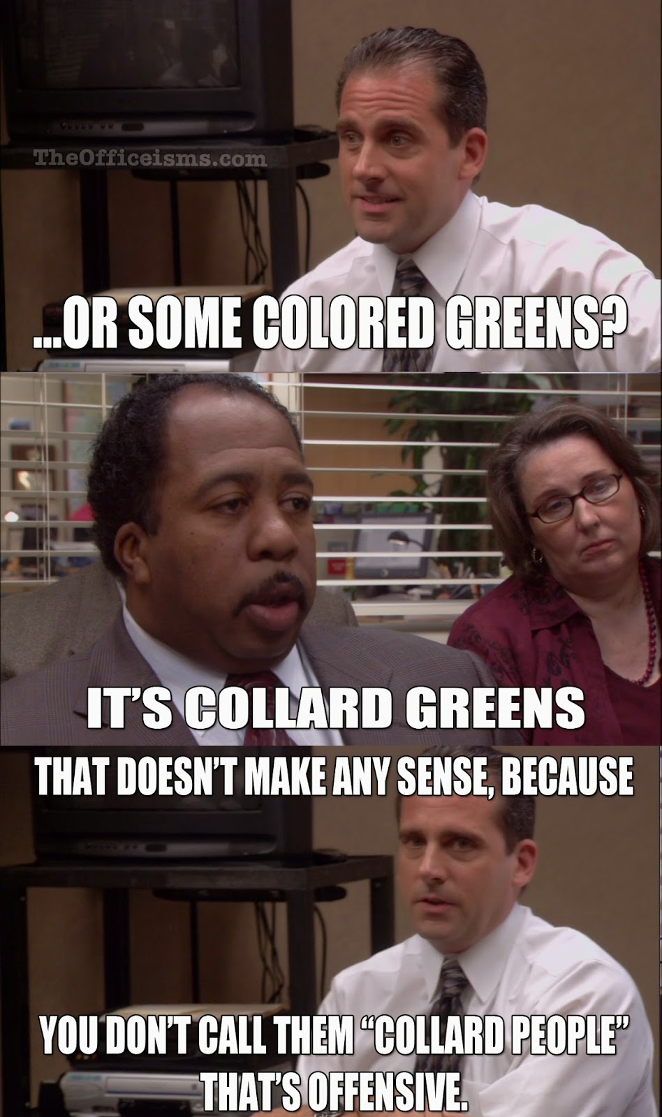 the office script collared greens