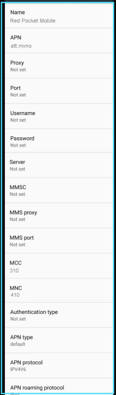 New Red Pocket APN Settings android
