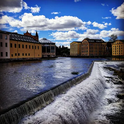 Waterfalls in the industrial quarter of Norrköping, Sweden