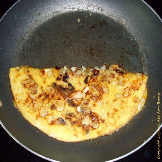 Julie Ann Brady Blog On Easy Cheesy Omelet with Mushrooms and Onions