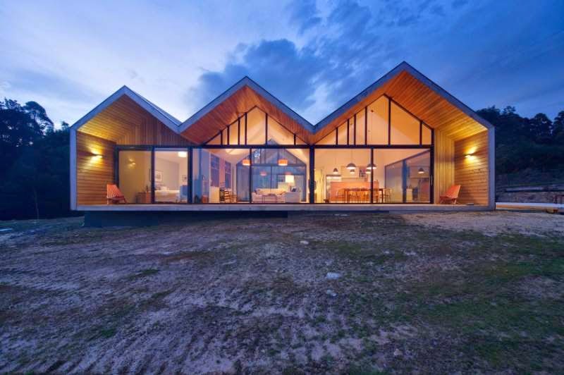 Contemporary House with Three Gable Roofs in Tasmania