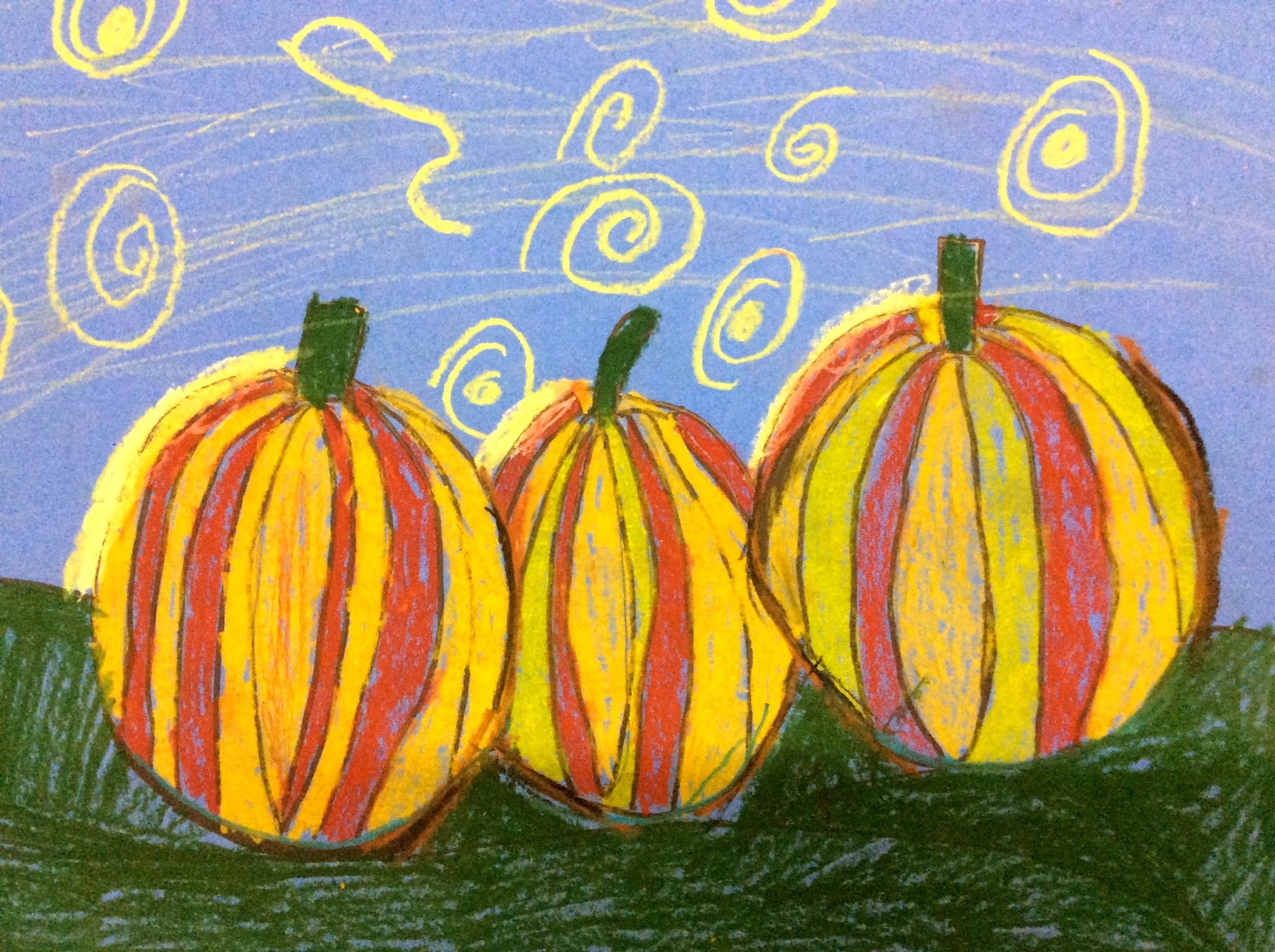 Ms. Curry's Art Room : Second Grade Starry Night Pumpkins