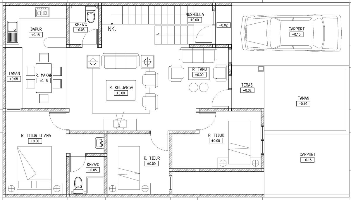 Denah Rumah 3 Kamar 1 Lantai Denah Rumah 3 Kamar 1 Lantai