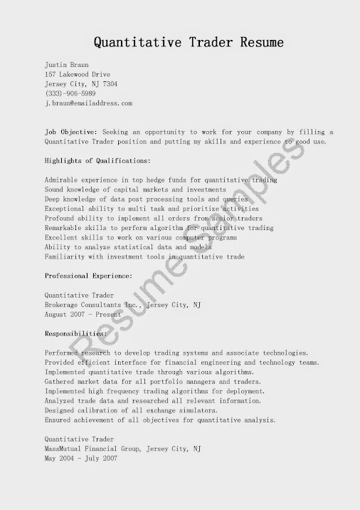 equity trader resume