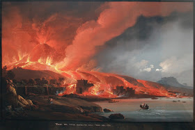 Camillo de Vito's painting shows Torre del Greco  engulfed by fire after the 1794 eruption