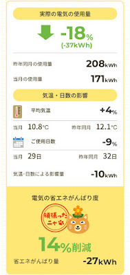 電気の省エネがんばり度14%削減 電気の省エネがんばり度14%削減
