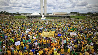 Una de las manifestaciones de ayer en Brasil