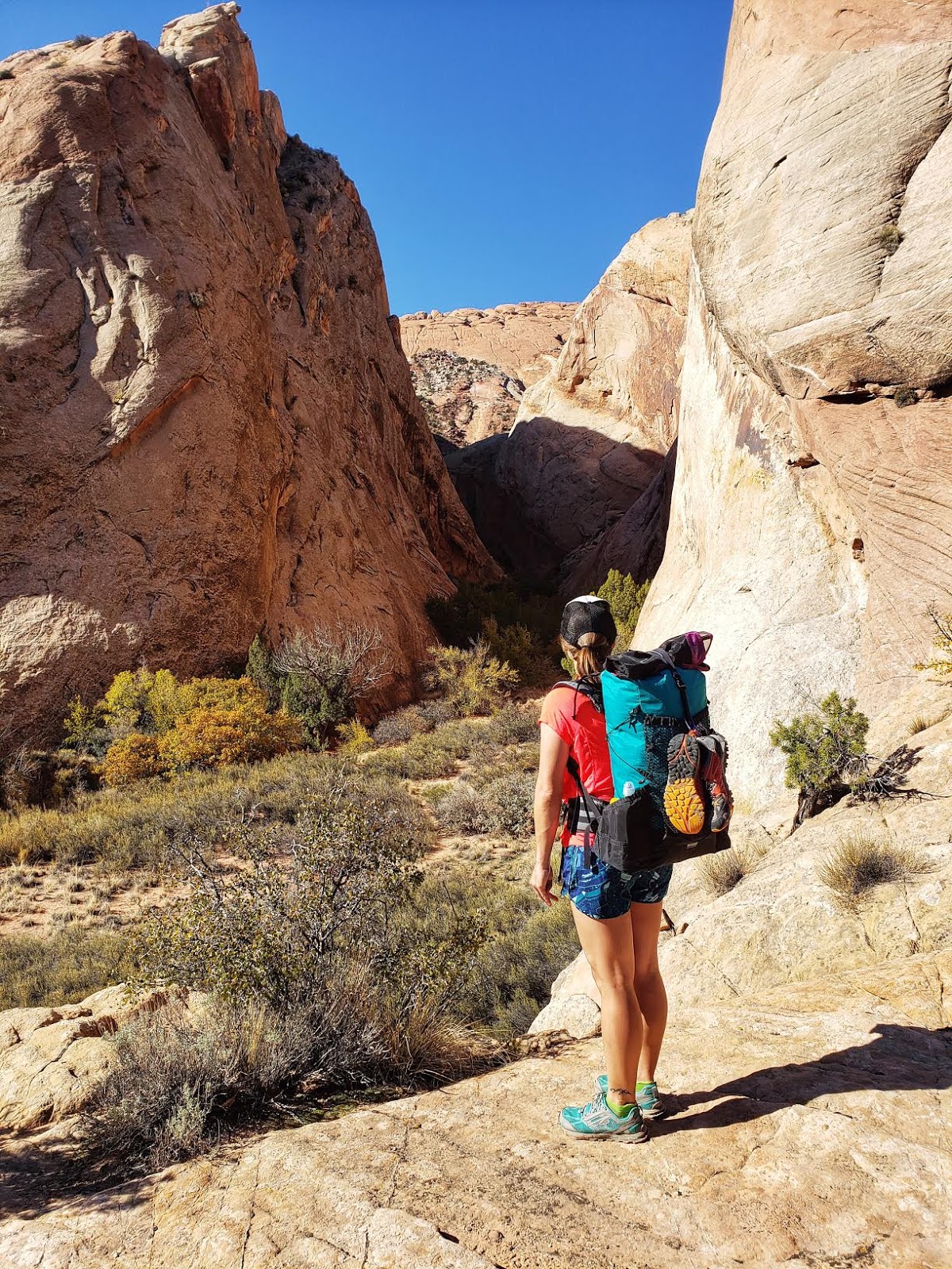 Backpacking Halls Creek Narrows, Capitol Reef National Park Girl on a