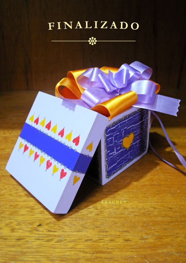 como craquelar una caja de madera morada