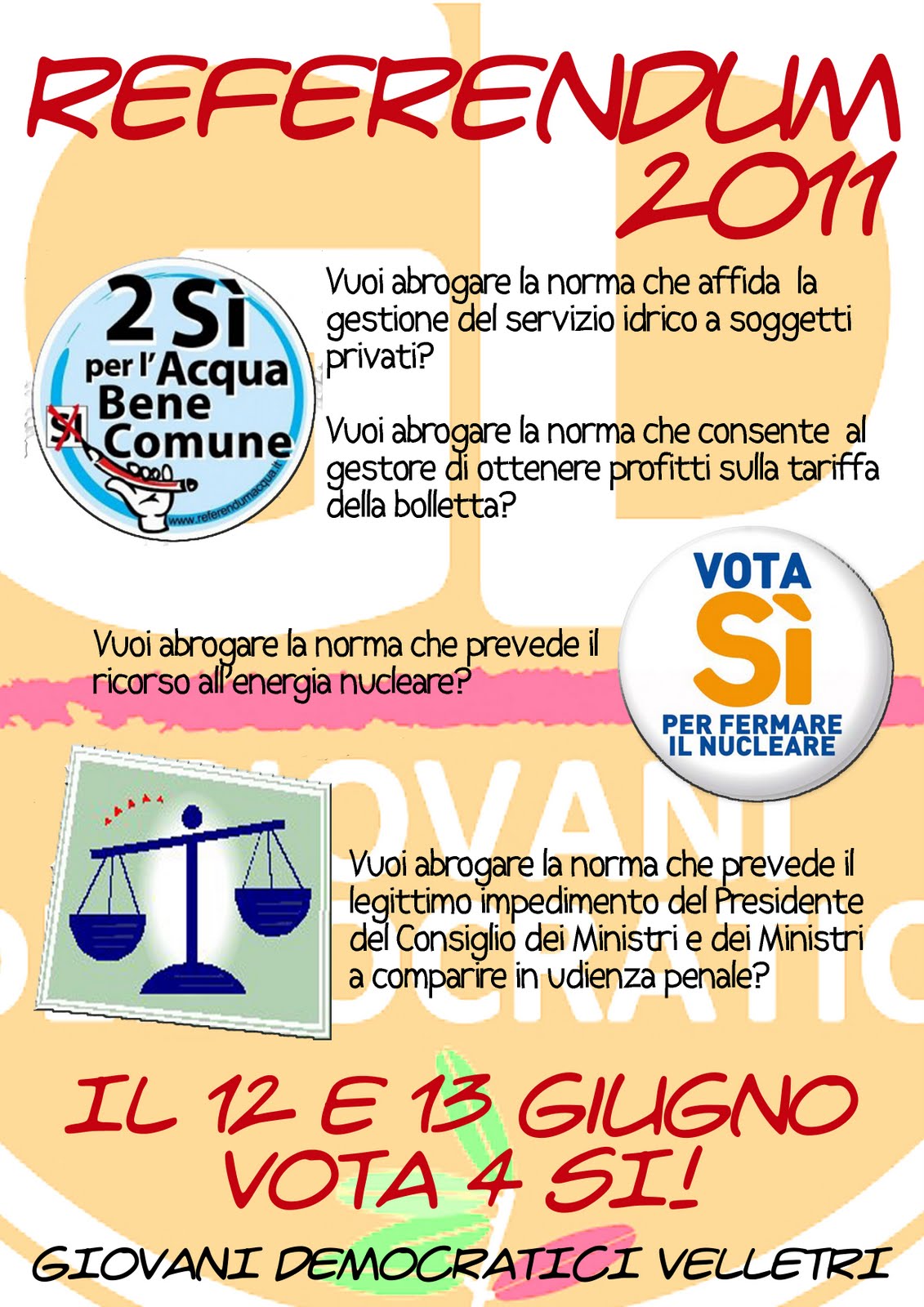 Giovani Democratici Velletri Referendum abrogativi 2011