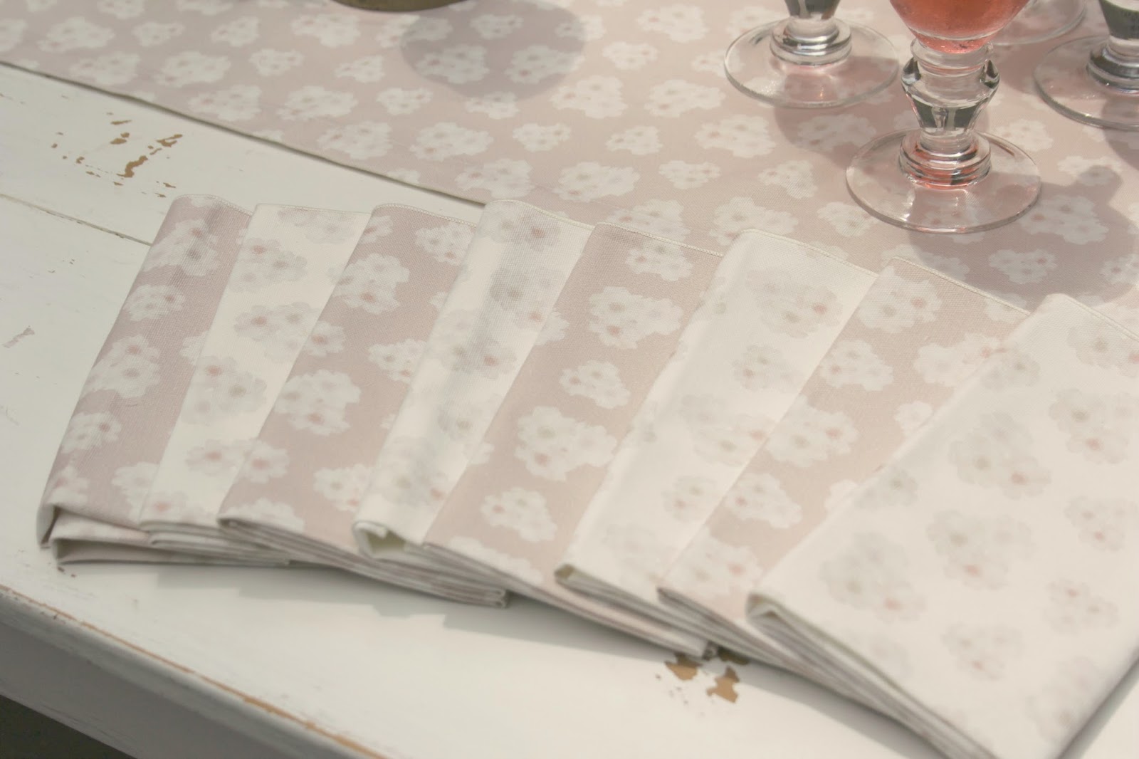 Polka dot peonies blush pink napkins and table runner from Minted - Hello Lovely Studio
