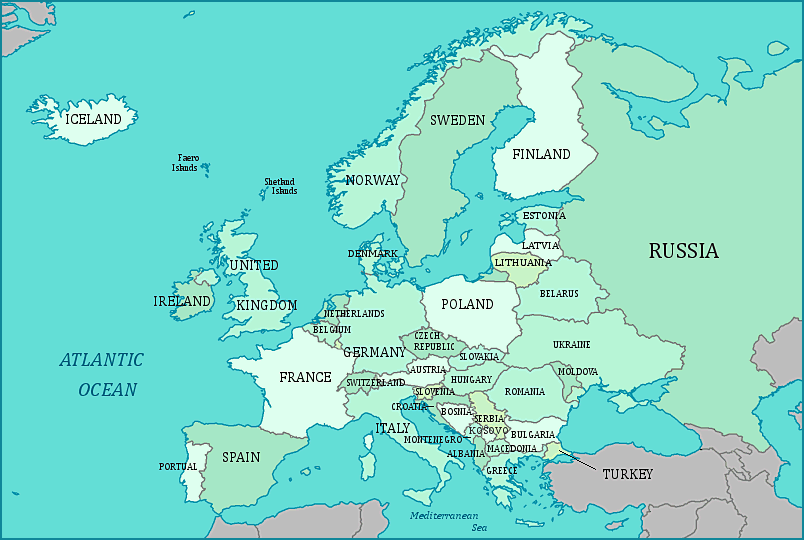 Free Printable Physical Map Of Europe - Free Printable Templates