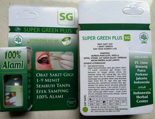 Obat Herbal yang Mampu Menyembuhkan Sakit Gigi Berlubang Super Green Plus SG Obat Sakit Gigi Herbal Paling Ampuh
