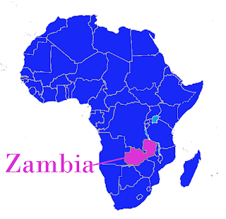 Zambia on the map of Africa.