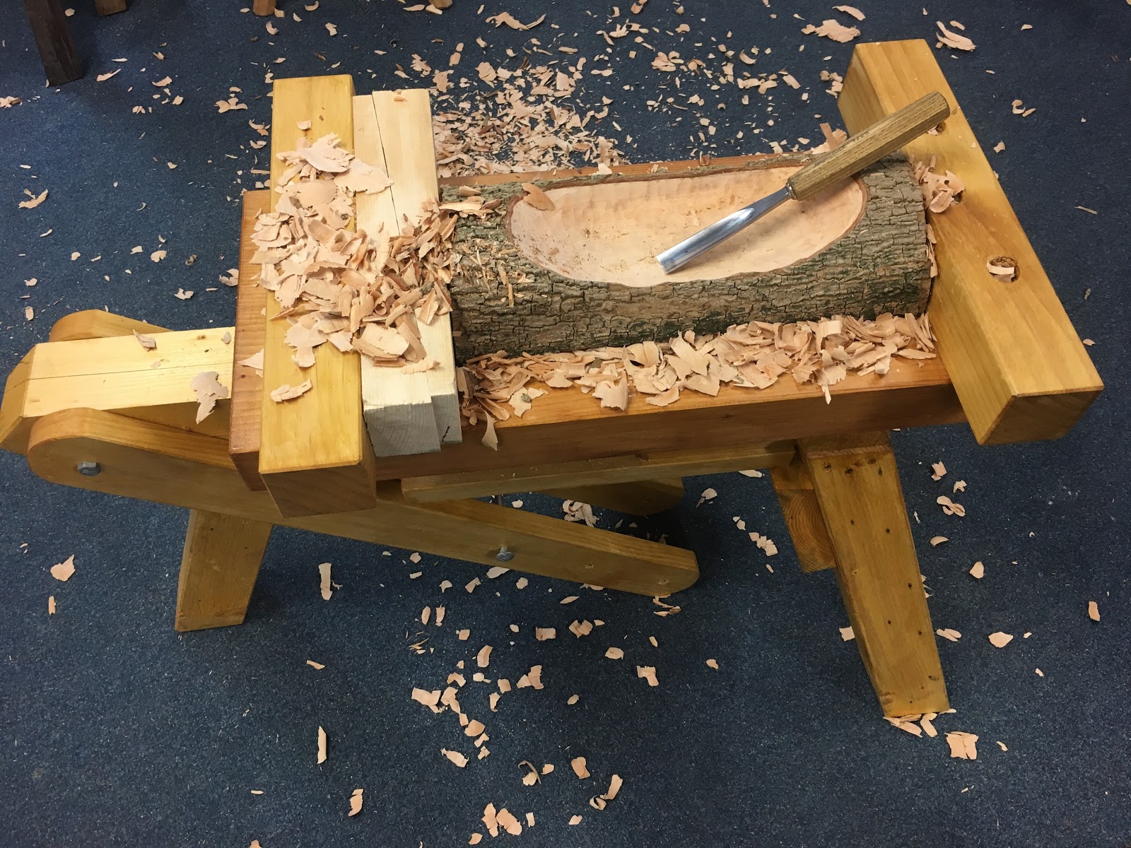 The Joy of Wood: Combining a Shaving Horse and Bowl Carving Bench - My