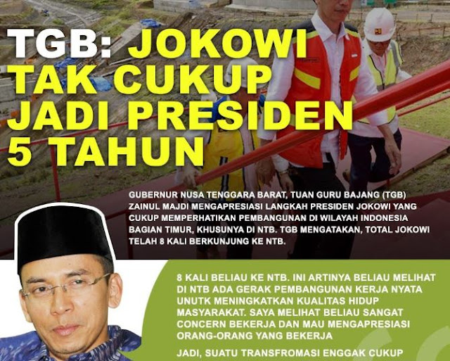 TGB Zainul Majdi Apresiasi Perhatian Jokowi Membangun Indonesia Timur