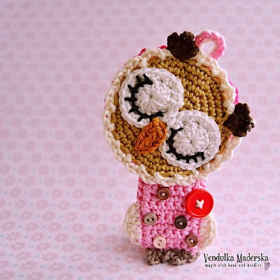 Crochet sleeping owl ornament