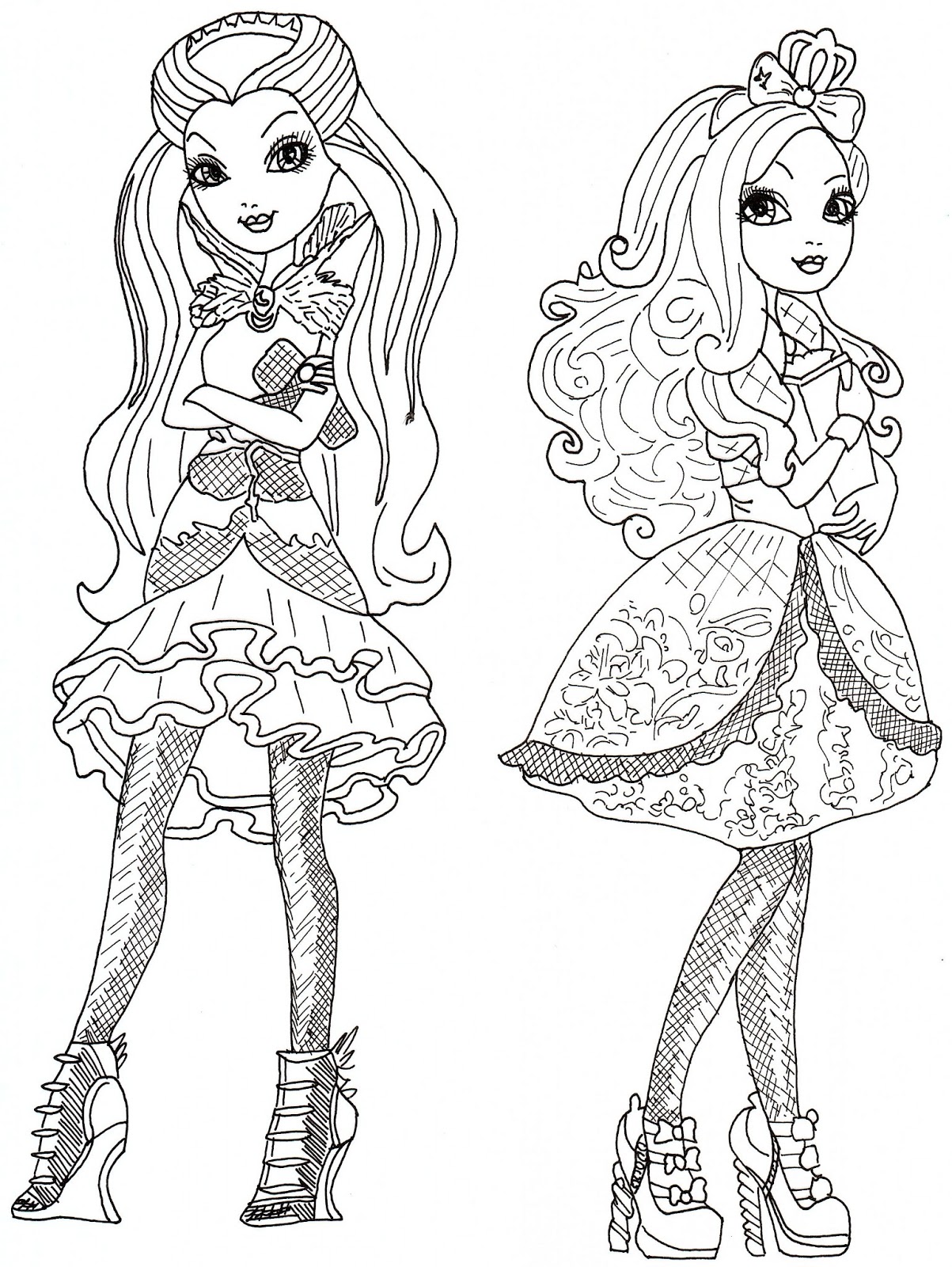 Free Printable Ever After High Coloring Pages Raven Queen And Apple White Coloring Sheet