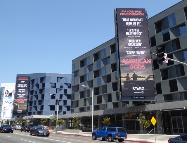 American Gods season 1 Emmy FYC billboards Sunset Strip American Gods season 1 Emmy FYC billboards