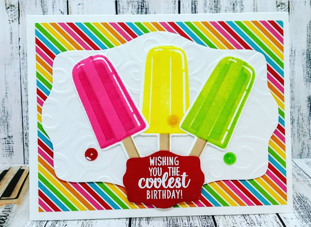 Sunny Studio Stamps: Perfect Popsicles Customer Card by Judy Tuck