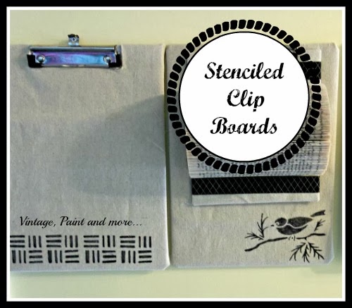 Senciled Clip Boards - Dollar Tree clip board coverd with drop cloth fabric and stenciled with sharpie markers
