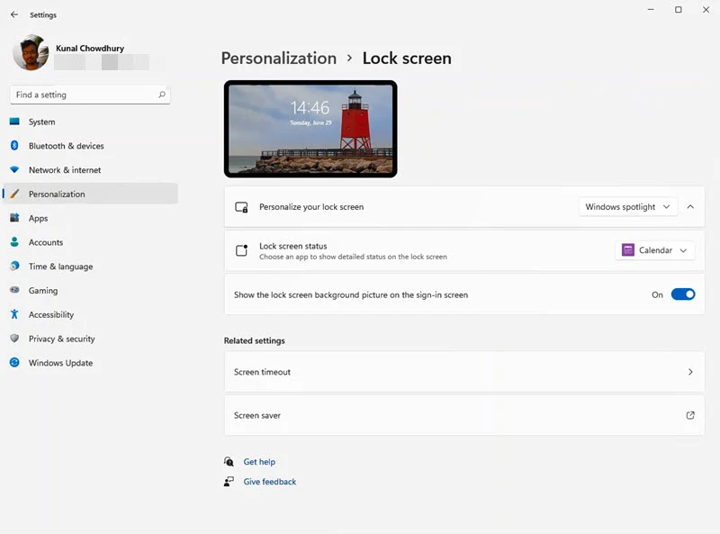 A quick look to Windows 11 Settings app - Personalization - Lock Screen