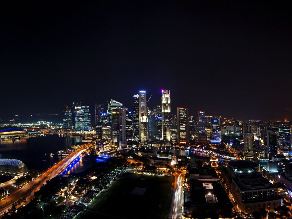  Foto  Foto  Pemandangan  Kota  Singapura di Malam Hari 