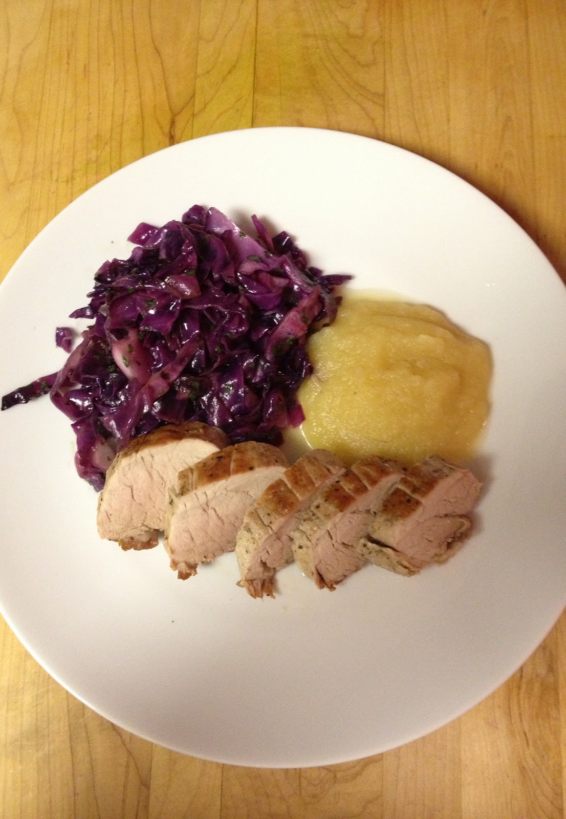 Small Talk Pork Tenderloin with Red Cabbage & Applesauce