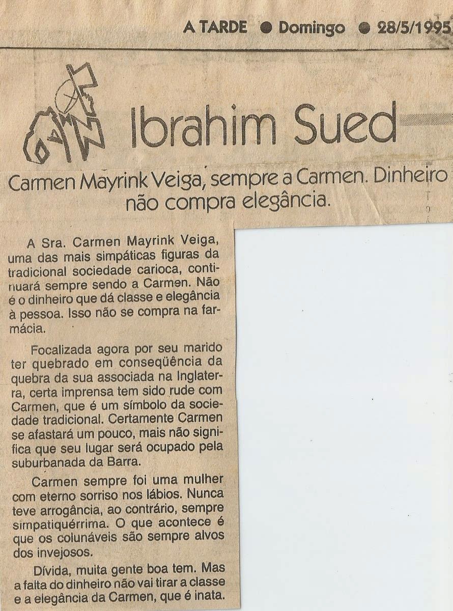 Antiguinho Ibrahim Sued e Carmen Mayrink Veiga . Anos 90 Antiguinho Ibrahim Sued e Carmen Mayrink Veiga . Anos 90
