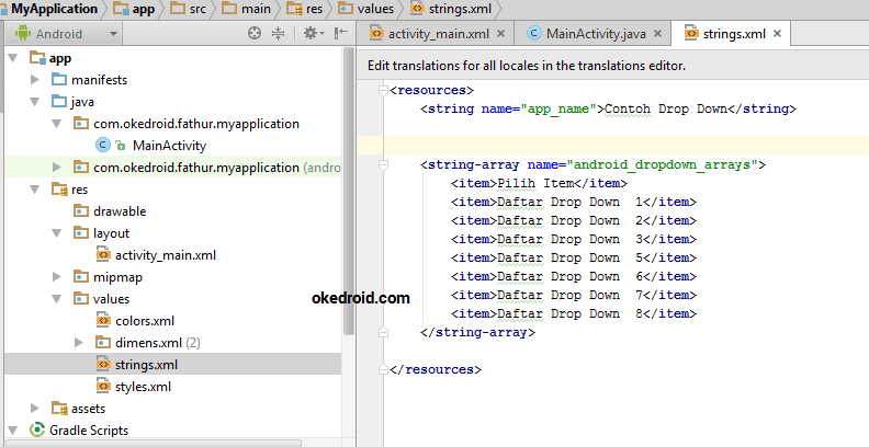 Cara Menerapkan Teladan Drop Down Android - Java Media Kita