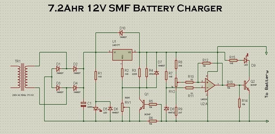 Build A 12v 7 2ah Smf Battery Charger Circuit Diagram