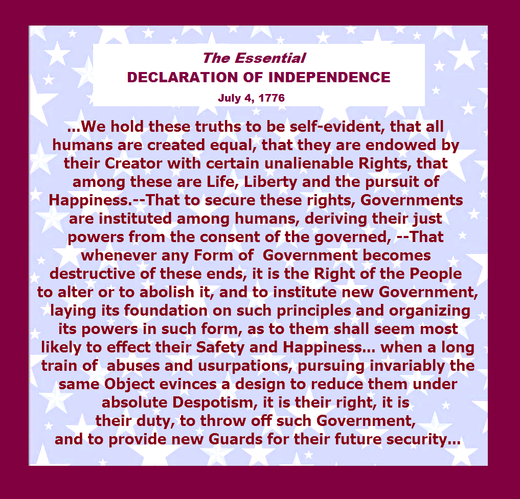 CAROL MOORE REPORT The Essential Declaration of Independence...