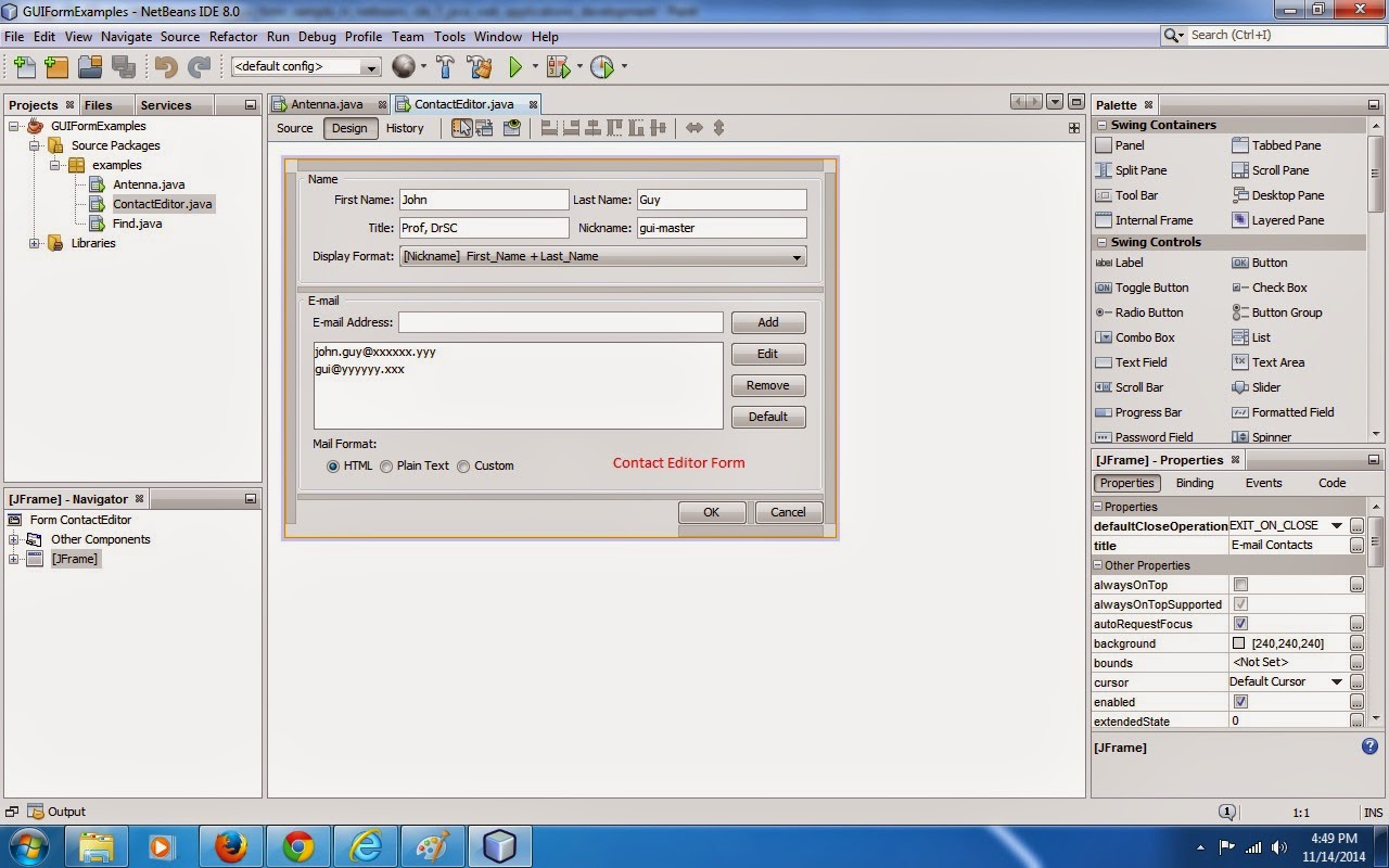 java sample form application, how to develop java swing GUI Form ...