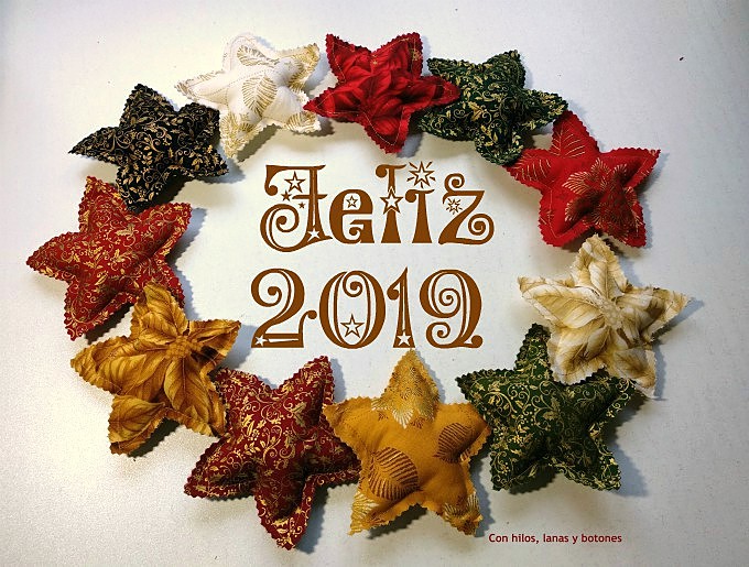 Con hilos, lanas y botones: Decoración de Navidad - Estrellas de tela