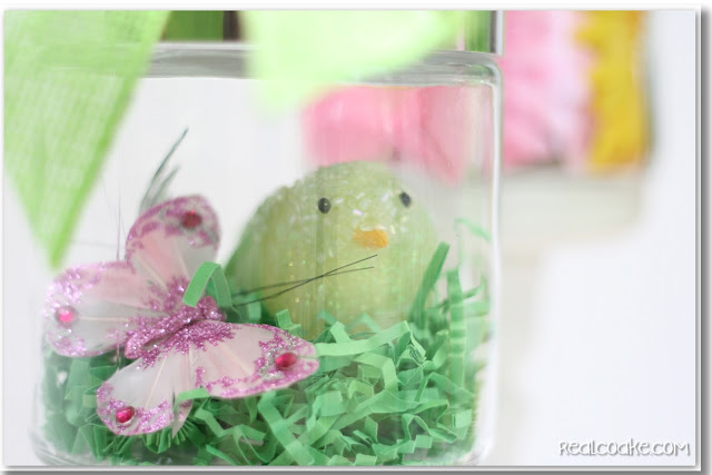 Spring decorating ideas using cute Apothecary Jars. #ApothecaryJars #Spring #Decorating