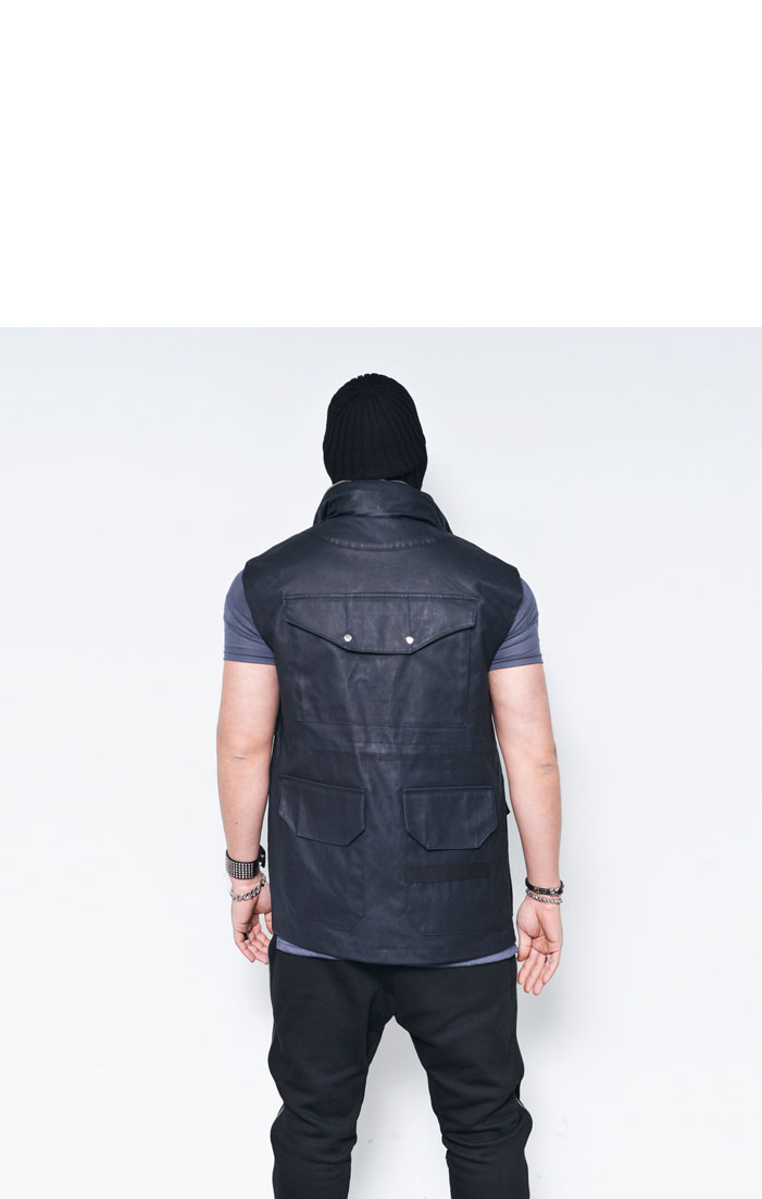 Mens Coating Leather Multi Pocket Hood VestVest 95 by guylook Fast Fashion Mens Clothes