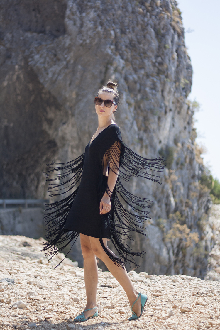 Skinny Buddha Montenegro vacation black fringe dress Skinny Buddha Montenegro vacation black fringe dress