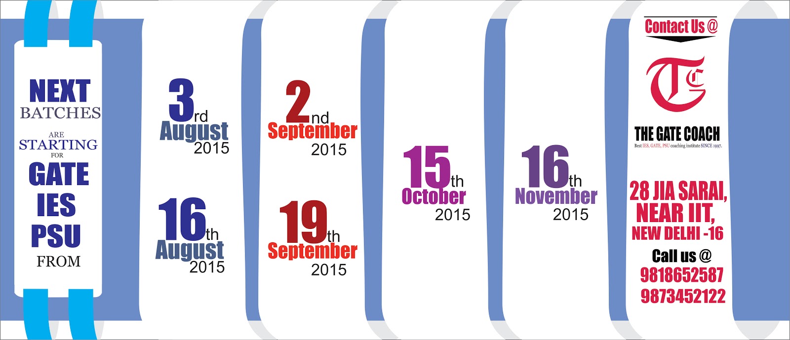 IAS IES PSU GATE 2016 classroom coaching schedule: #GATE2016 coaching IAS IES PSU GATE 2016 classroom coaching schedule: #GATE2016 coaching