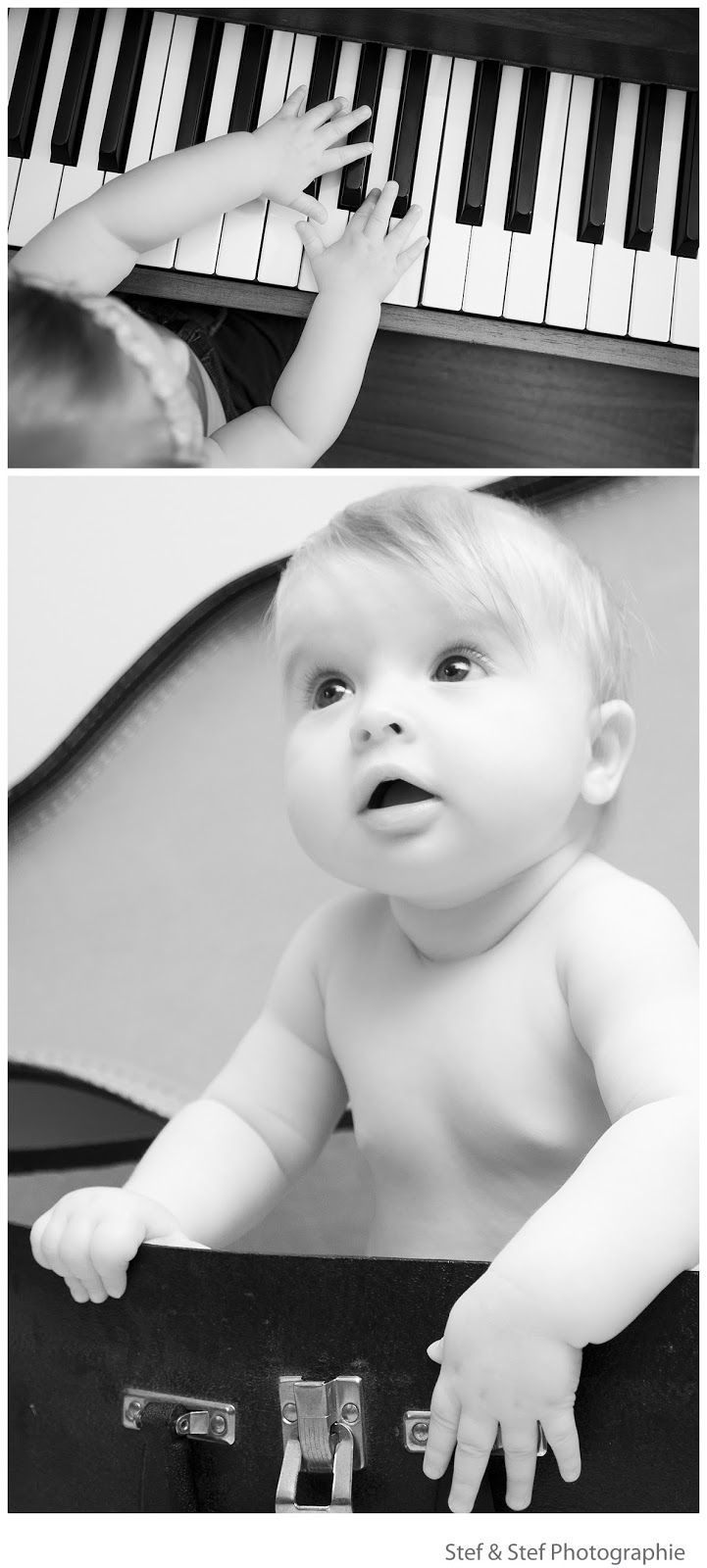 photographe bébé noir et blanc