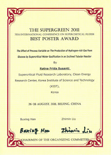 Best Poster Award of SUPERGRENN201,Beijing 박사과정 Ratna Frida Susanti