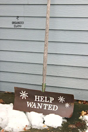 Stenciled Vintage Rusty Snow Shovel
