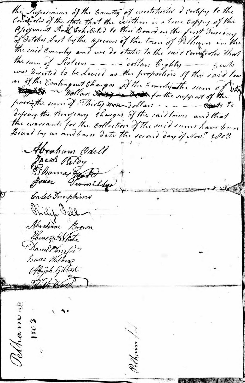 Historic Pelham Town of Pelham Tax Assessment Rolls, 1799 Through 1803
