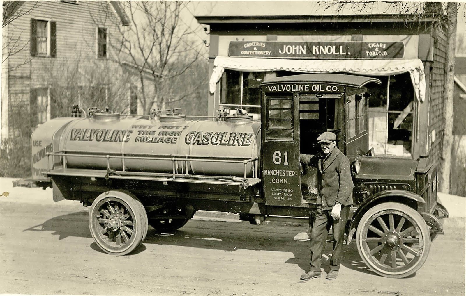 transpress nz gasoline truck in Manchester, Connecticut, circa 1920