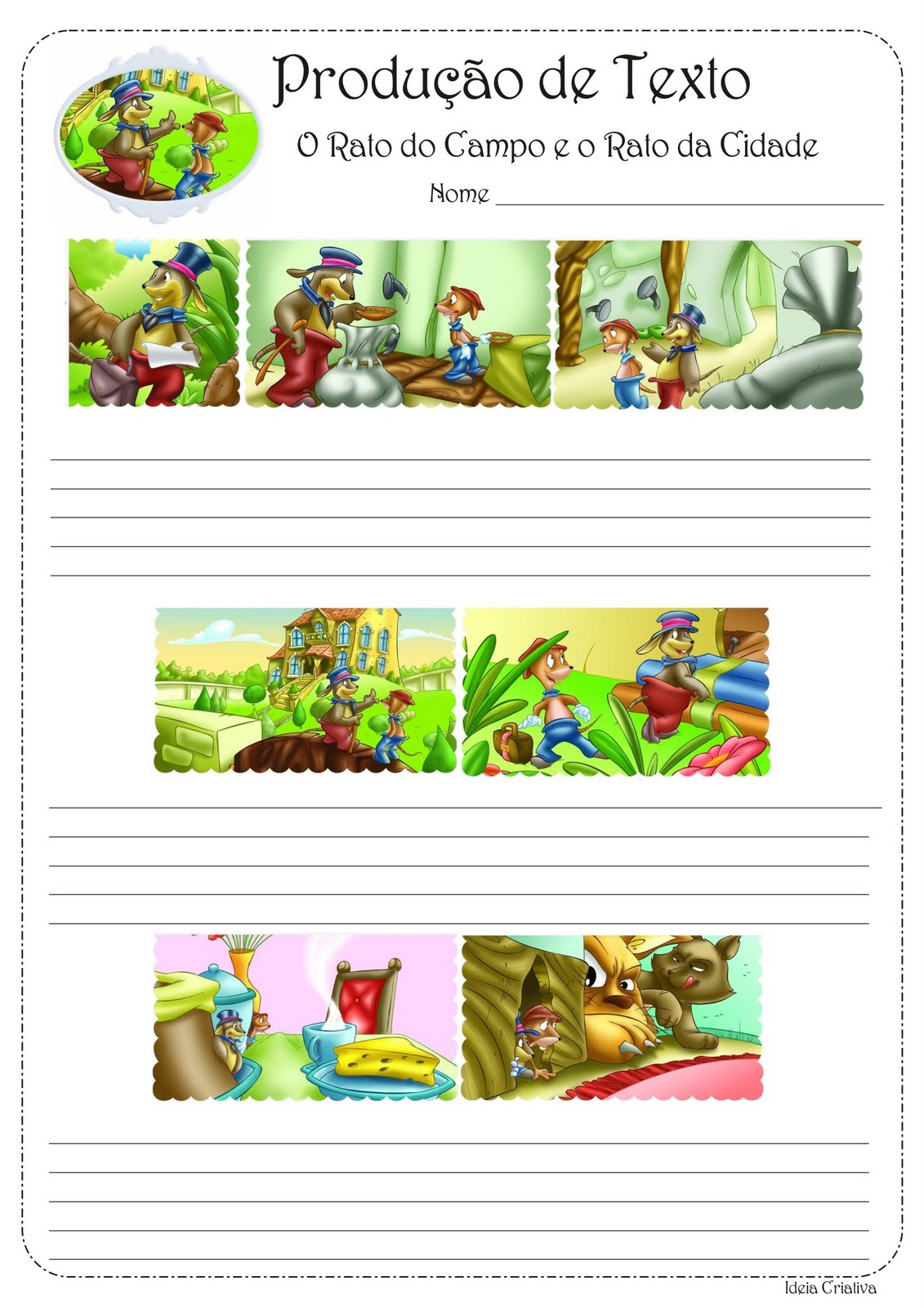 Produção Textual Fábula / O Rato do Campo e o Rato da Cidade