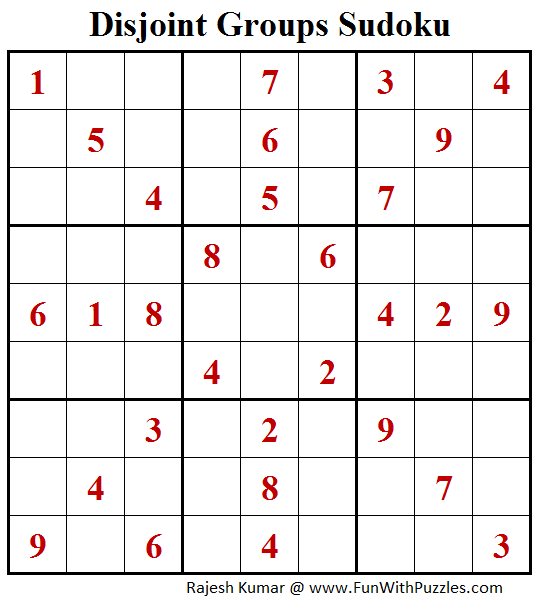 Disjoint Groups Sudoku Puzzles (Fun With Sudoku #261)