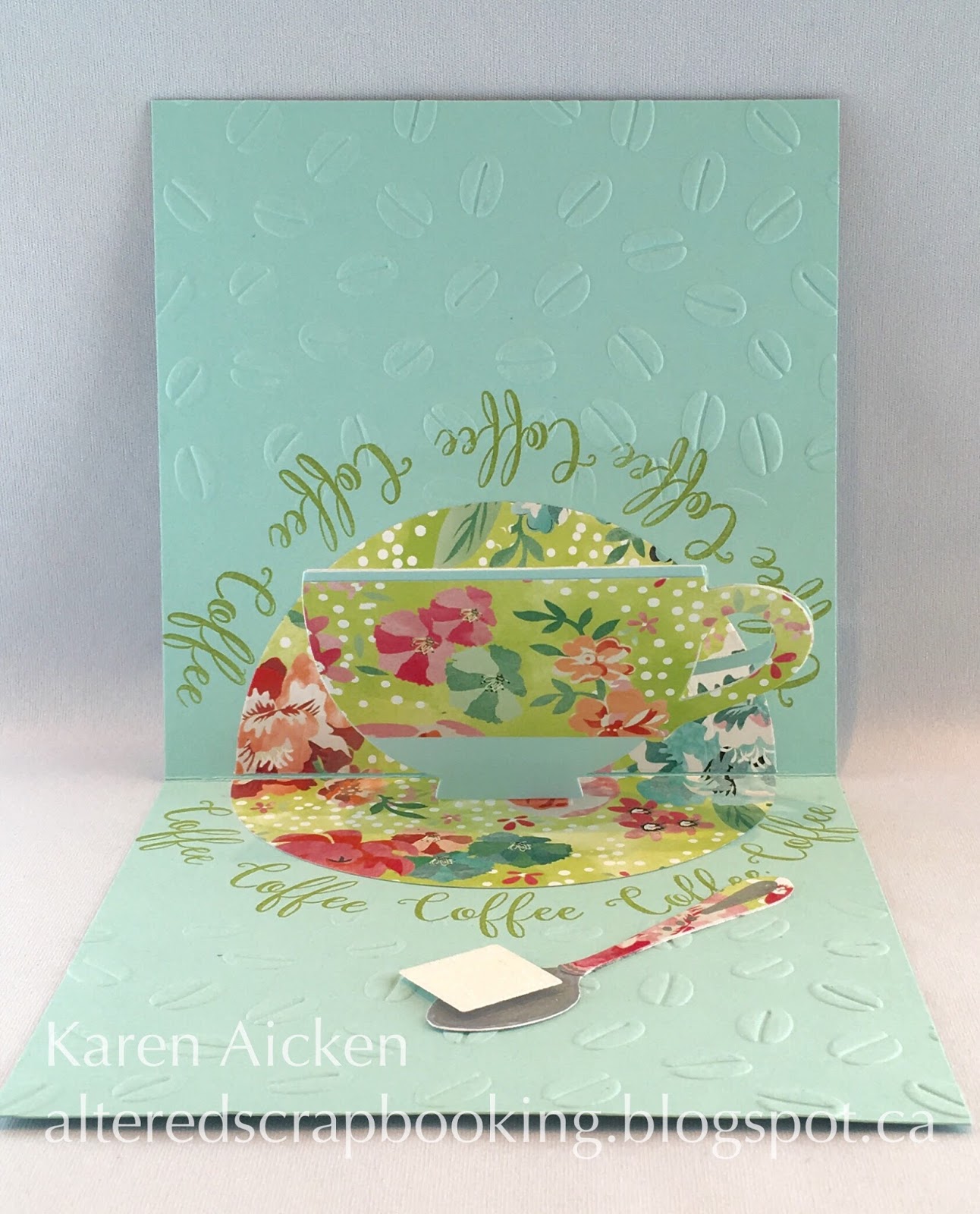 Altered Scrapbooking Floral Cup Pop Stand Card for the Coffee Loving